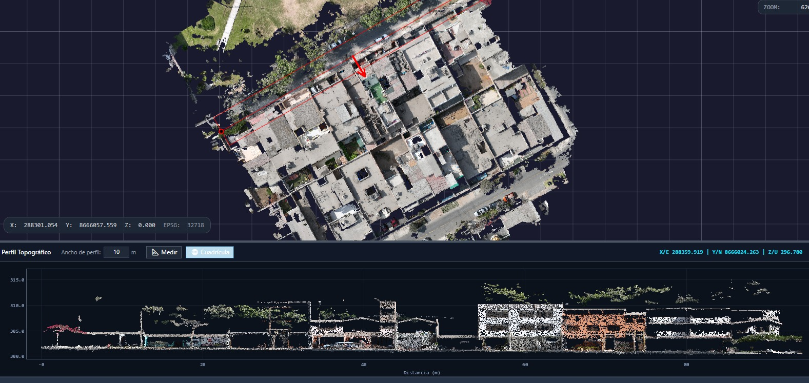 Perfil topografico LiDAR